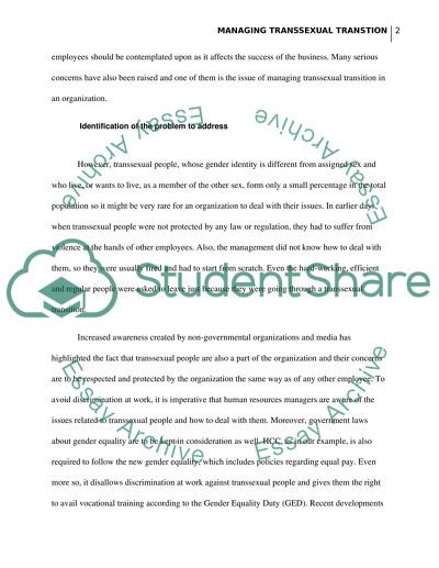 Managing Transsexual Transition in the Workplace