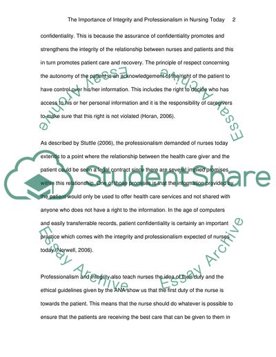 The Importance of Integrity and Professionalism in Nursing