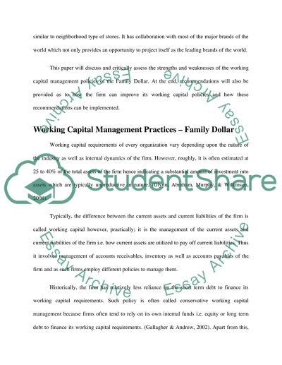 Working Capital Management Practices