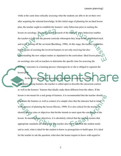 Analyse and discuss lesson planning