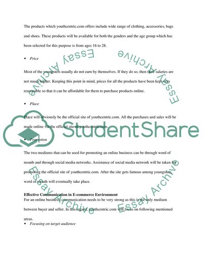 E-Commerce Business Plan for a Startup Company: Youthcentric om