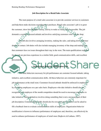 Job Description for a Retail Sales Associate