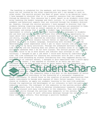 Service learning paper