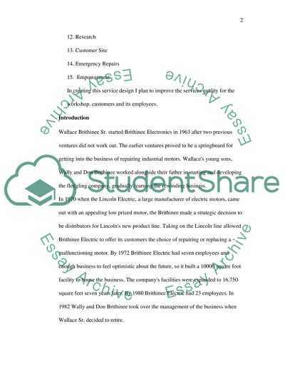 Blueprint for the Services at Brithinee Electronics
