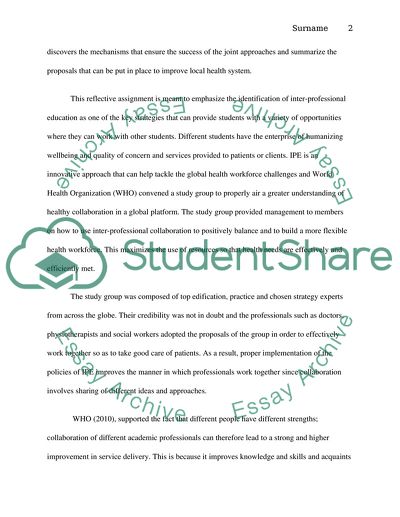 Inter-Professional Education and Patient Care