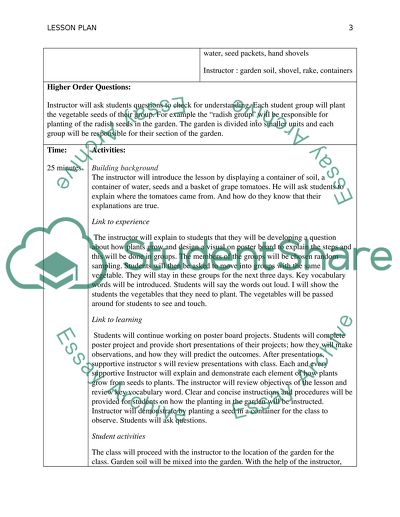 Lesson Plan: Planting a Garden Essay Example | Topics and Well Written ...