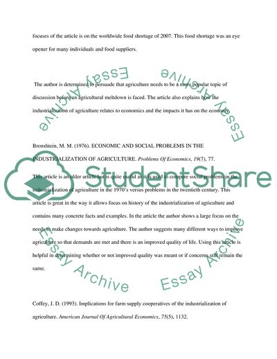 Industrialization of Agriculture