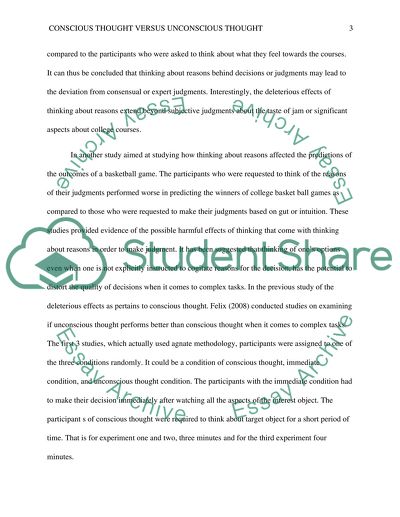 Conscious versus Unconscious