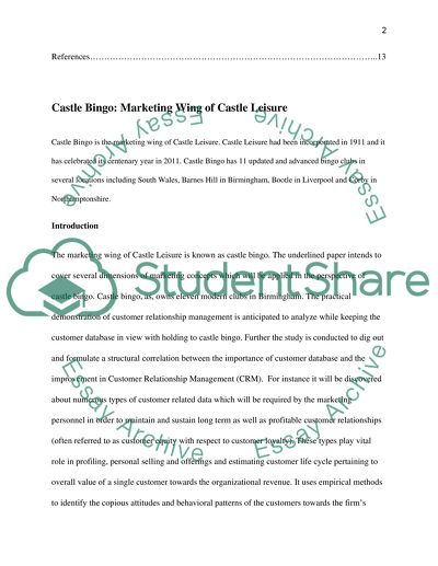 Castle Bingo: Marketing Wing of Castle Leisure