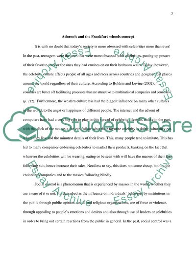 Adornos and the Frankfurt Schools Concept