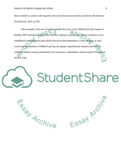 Impact of Media Communication in a Crisis Situation