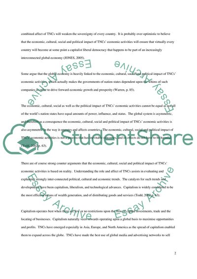 Economic, Cultural, Social and Political Impact of Economic Activities