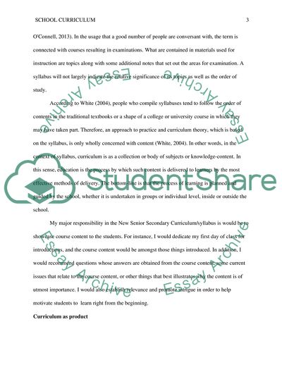 School Curriculum as a Process and Learning Experiences