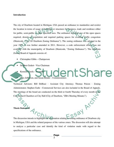 Zoning ordinance of Dearborn city in Michigan, USA