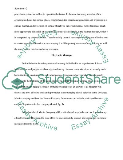 Ethics: The Fabric of Business at Lockheed Martin