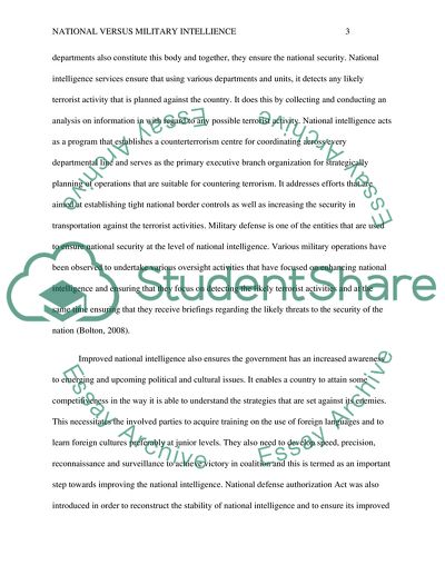 National versus Military Intelligence