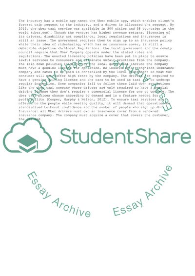 Relevant Facts about Uber Taxi