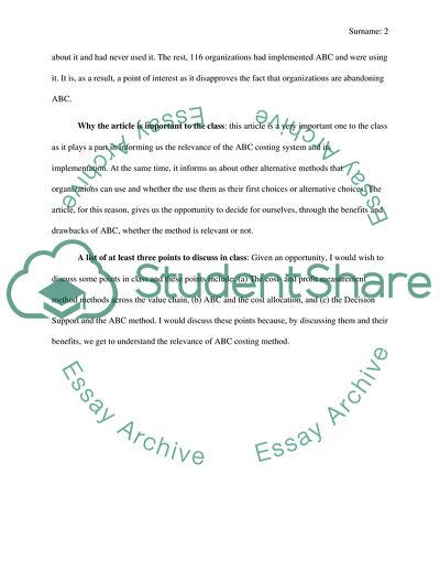 Activity-Based Costing: Is It Still Relevant by William, Stratton, et al