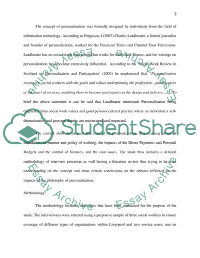 An Investigation on the Impact of Personalisation on Both Social Work Practice and Service Users