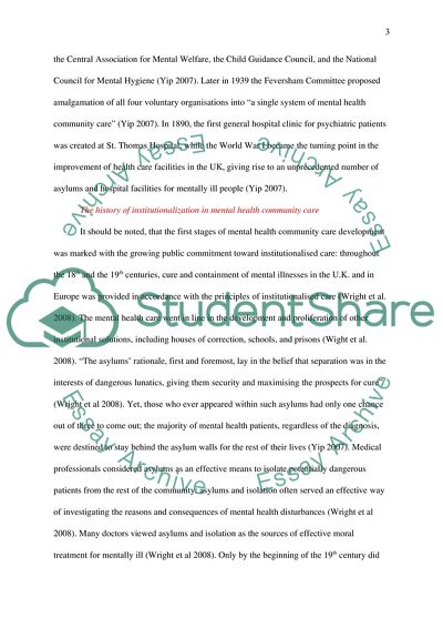 The Main Goals of the Community Care and the Mental Health Institutions