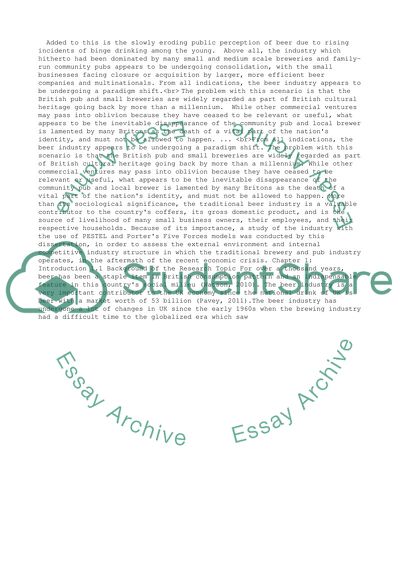 Industry analysis of UK beer industry