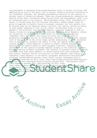 Investments in Emerging Countries