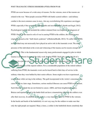 Post Traumatic Stress Disorder from War