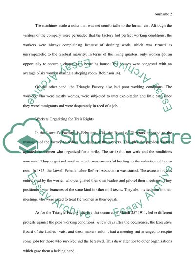 The Outcome of Organized Efforts of Workers in the Lowell and Triangle Factories in the 19th century