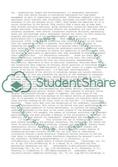 Organisation, People and Performance