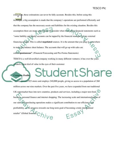 TESCO: Forecasting Financial Statements