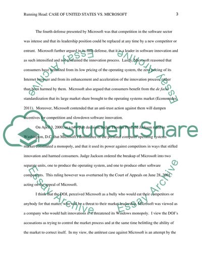 Case of United States vs. Microsoft