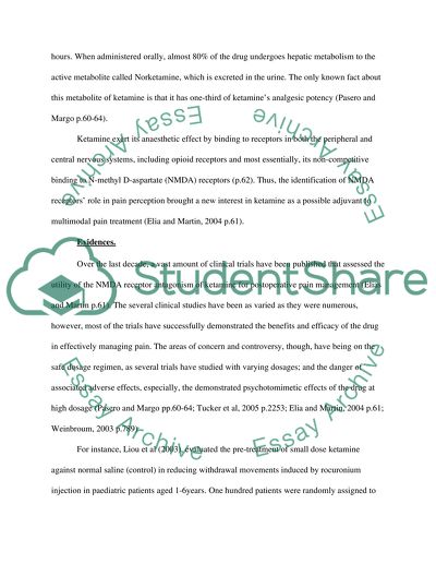 Ketamine As An Adjuvant Analgesic