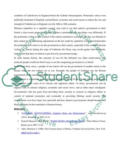 Reasons for trust Government