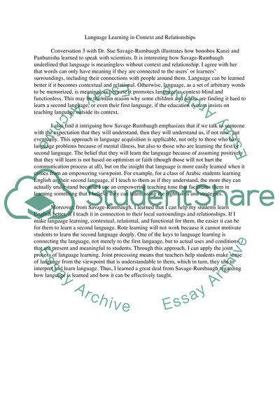 Language Learning in Context and Relationships
