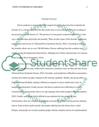 Down Syndrome in Children