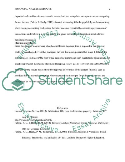 Financial Analysis Dispute in Zephyrs