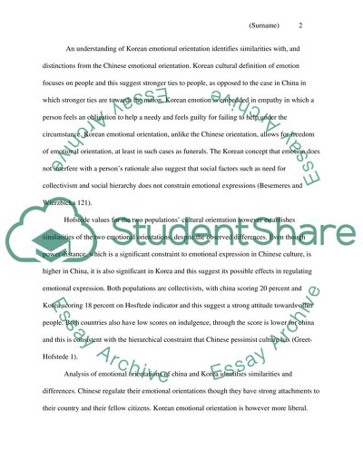 Comparing and contrasting China and Korea (about emotion)