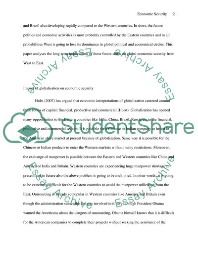 Long-Term Implications of Future Shifts on Global Economic Security