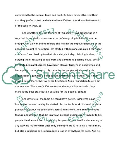 A Non-Profit Organization the Edhi Foundation