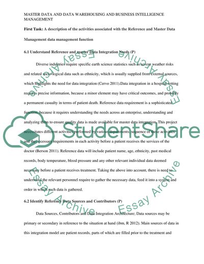 Master Data and Data Warehousing and Business Intelligence Management