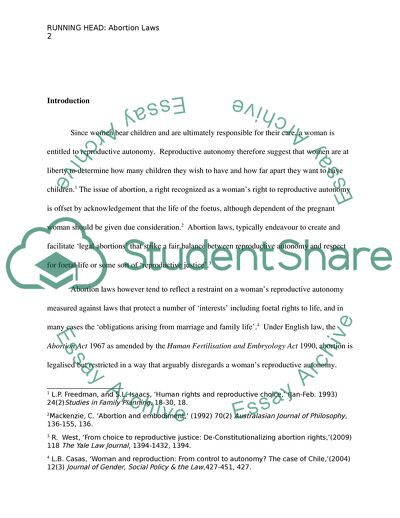 Whether English Abortion Law Achieves a Balance between Womens Autonomy and Foetal Life Respect