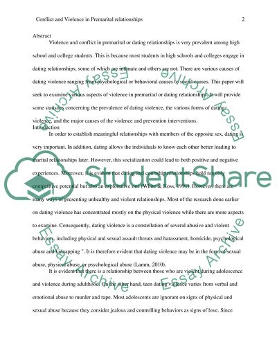 Conflict and/or violence in premarital relationships