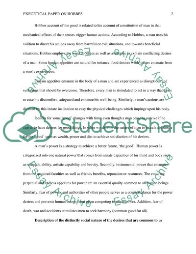 What is Hobbes account of the good