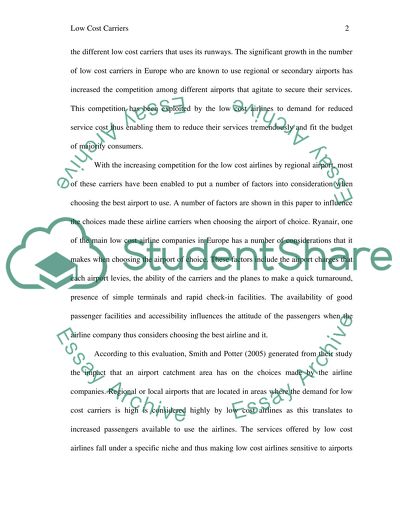 The Analysis of the Operating Structure of Airlines