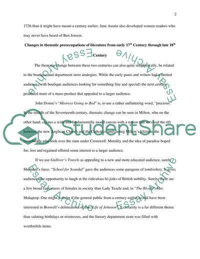 Answer the 2 questions from document provided. About 17 and 18 century english literature