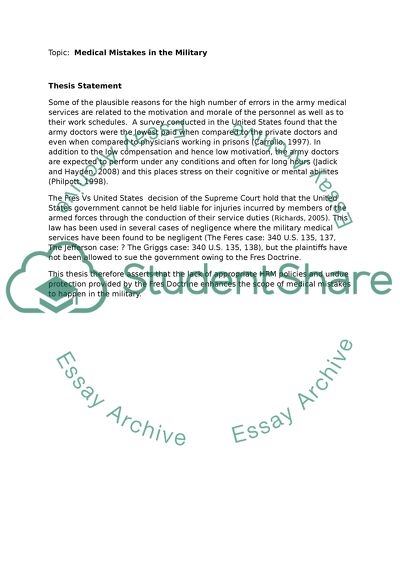 Medical Mistakes in the Military