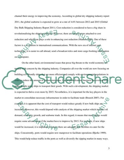 The Future of the Bulk Shipping Market in the Next Three Years in 2012-2015