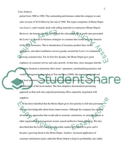 Home Depot: Case Analysis