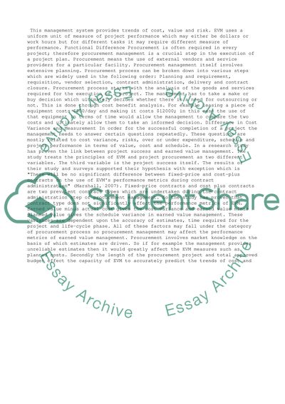 EVM and Project Procurement