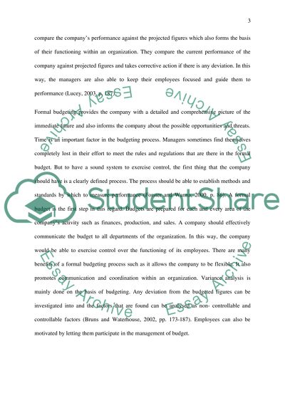 Effectiveness of Budgetary Control in Unpredictable and Dynamic Environments
